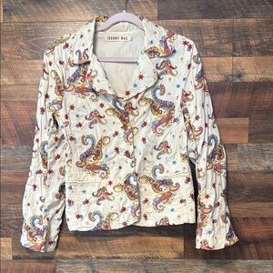 Johnny Was Red and Blue Blazer Floral Pattern